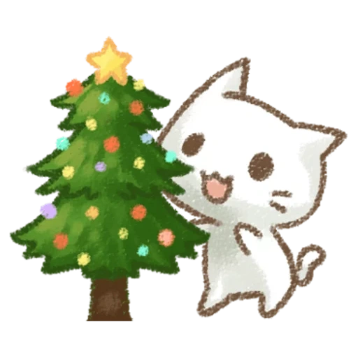 frown cat, чиби котики, милые рисунки, christmas cat, новогодние наклейки 2021