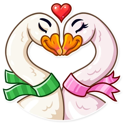 un par de cisnes, el corazón de emoji, un par de cisnes vector, vector de cisnes de bodas, dibujos para el día de los swans de san valentín