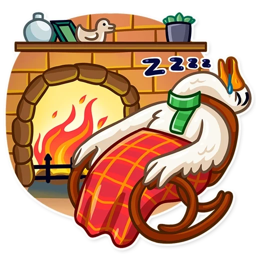 immortal stove, christmas goose, fireplace illustration, bonfire fireplace pattern