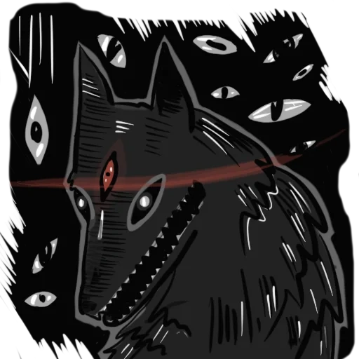 the wolf is dark, red eyed wolf, the multi eyed wolf is a demon