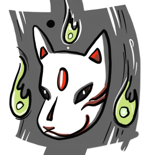 máscara japonesa kitune, máscara de kitune en blanco y negro, máscara de arte japonesa ji yin