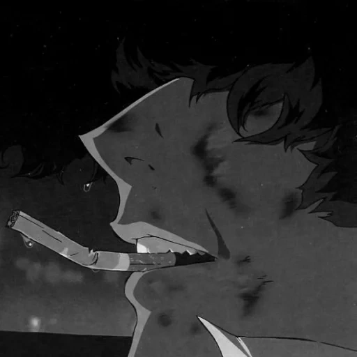 anime, anime manga, cowboy bibop, anime mit einer zigarette, spike spiegel anime