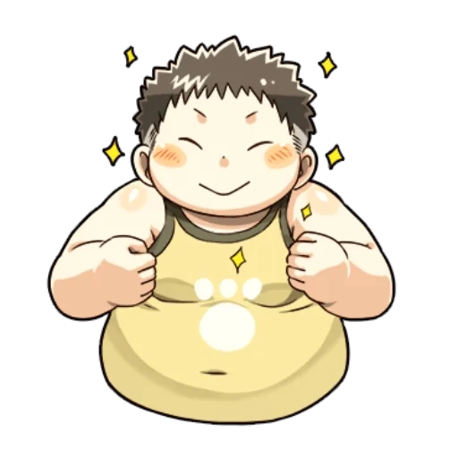 рисунок, nikubo pixib, толстый мальчик, персонажи аниме, чиби персонажи аниме