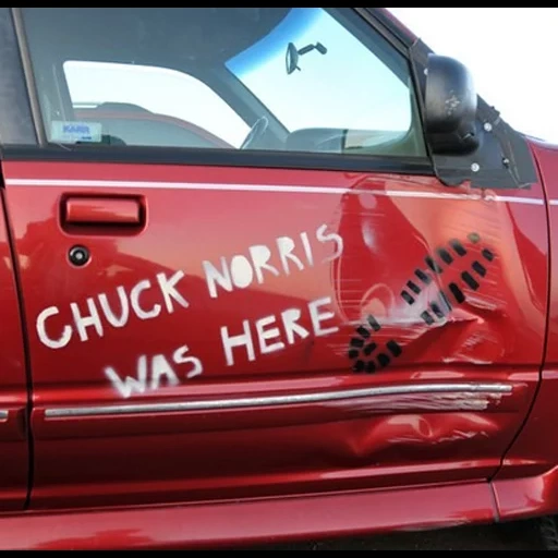 ice, chuck norris, automobile, cool inscriptions of the car, funny inscriptions of cars