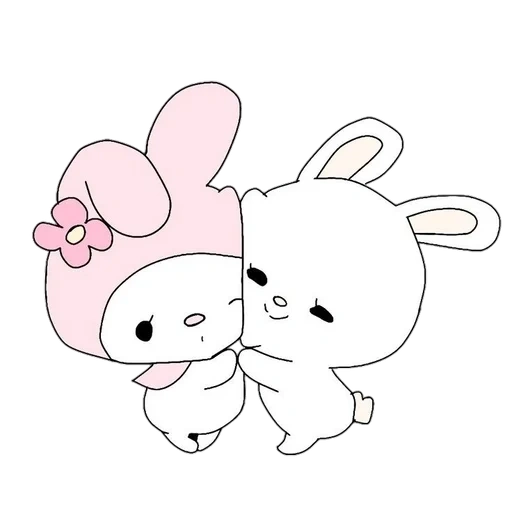 kuromi kitty, gambar lucu, gambar chibi yang lucu, gambar sayang itu lucu, sketsa kelinci yang indah