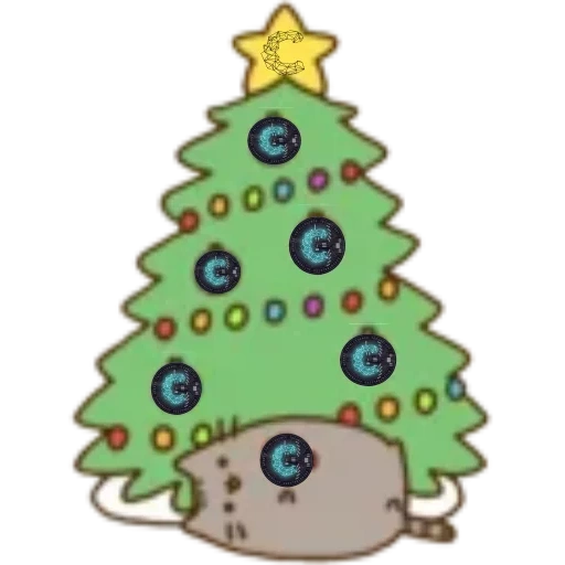 pohon natal pushin kat, tahun baru pushin cat, pohon pushin tahun baru, pohon natal natal pohon natal, pohon natal kawaii