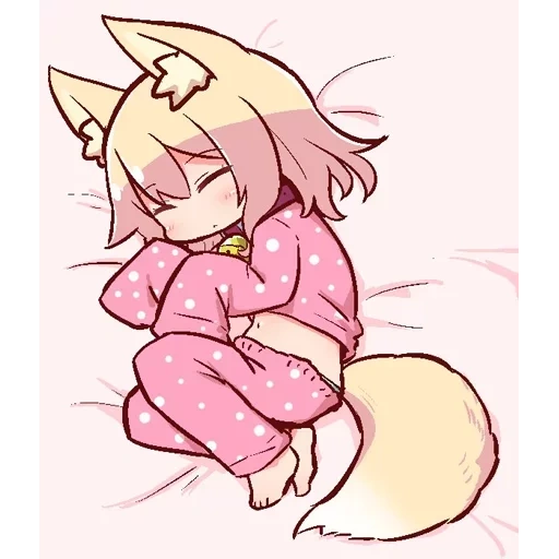 anime, garota fox, kemomimi chan, kemomimi sleepy, kemomimi-chan naga u