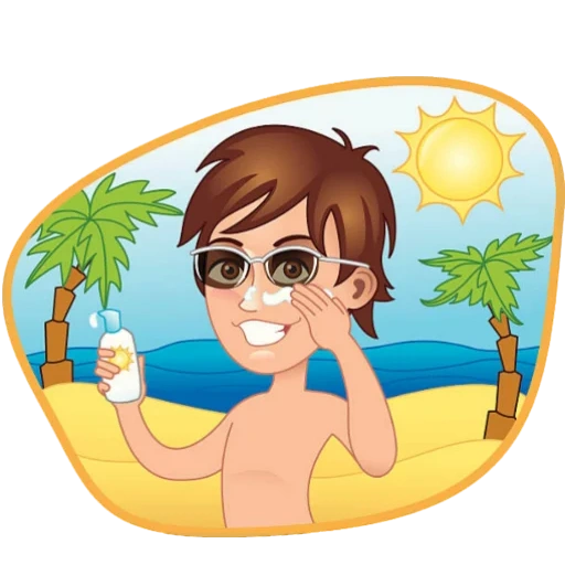 мальчик, vector art, put on sunscreen, boy in summer cartoon, векторные иллюстрации