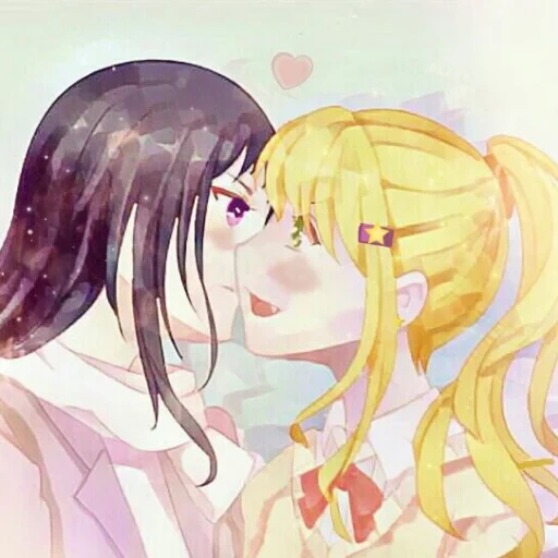 foto, kaoru seta yuri, citrus may yuzu, casamento cítrico pode yuzu, beijo de anime citrus maio yuza