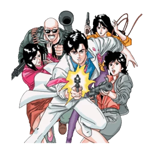 caçador urbano, mangá de anime, personagens de mangá, city hunter anime 1987, anime de caçador da cidade