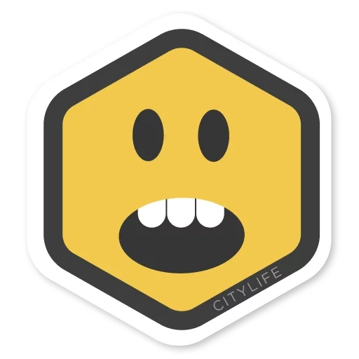 smiling face, pictogram, smiling face square, a surprised smile, honeycomb simple logo