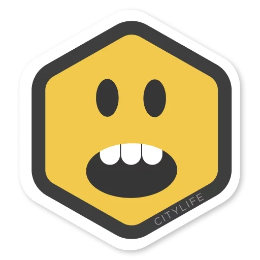 smiley, pictogramma, sorridi quadrato, smiley sorpreso, logo alveare minimalismo