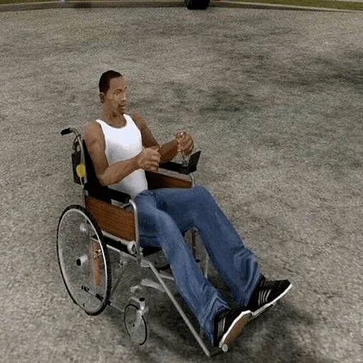 c.j personas con discapacidad, silla de ruedas, silla de ruedas cj gta sa, silla de ruedas gta san andreas, silla de ruedas gta san andreas