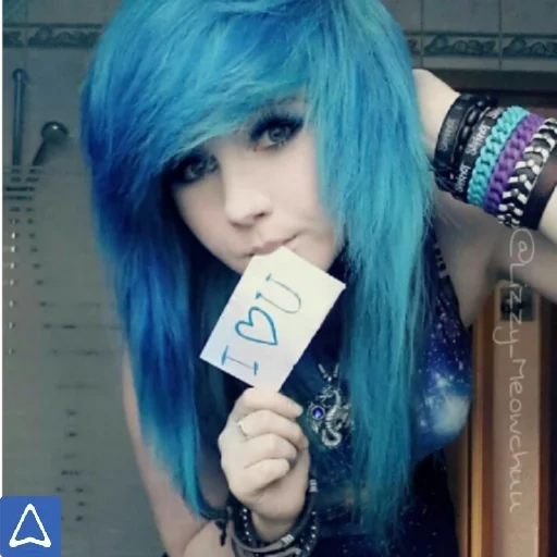menina emocional, cabelo azul emo, cabelo azul emo, cabelo azul âmbar mclaren, gloria mcfen de cabelo azul