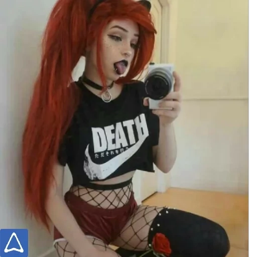 young woman, belle delphine, beautiful girls, gothic girls, belle delphine ahegao