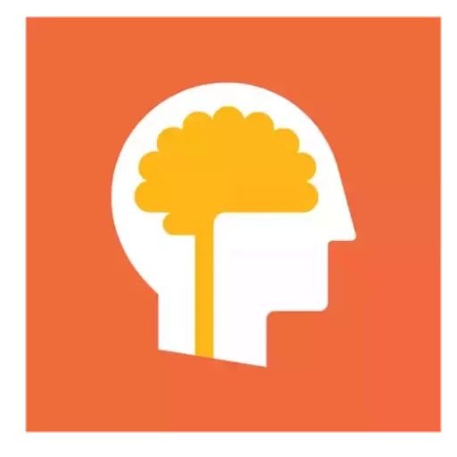 логотип, lumosity, приложение, lumosity приложение, иконка мозги оранжевая