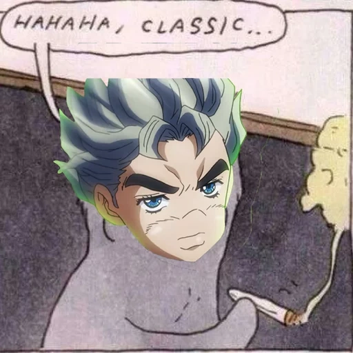 koichi hirosa, hahaha classic, haha meme klasik, koichi polnareff, haha classic cat