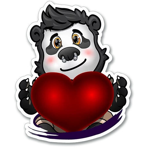 coração panda, forma de coração de panda, coração panda 4k, amor panda, coração de panda