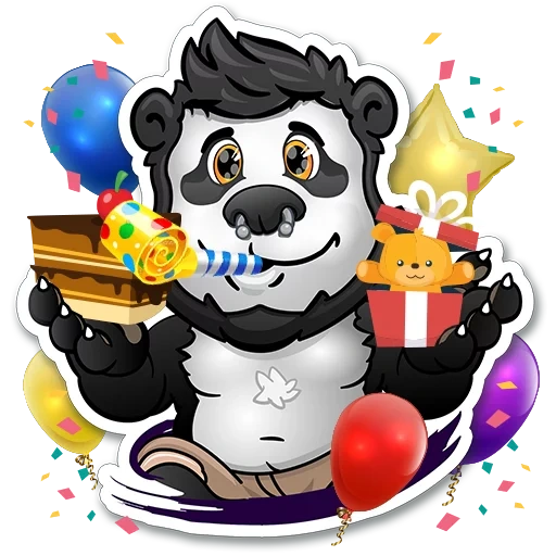 панда, веселая панда, открытка панда, панда иллюстрация, панда день рождения