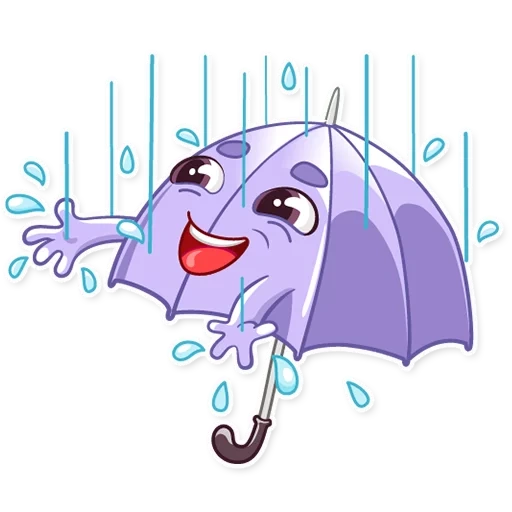 rain, the character is an umbrella, cartoon umbrella, an umbrella cartoon eyes, a drip of an umbrella of a kindergarten
