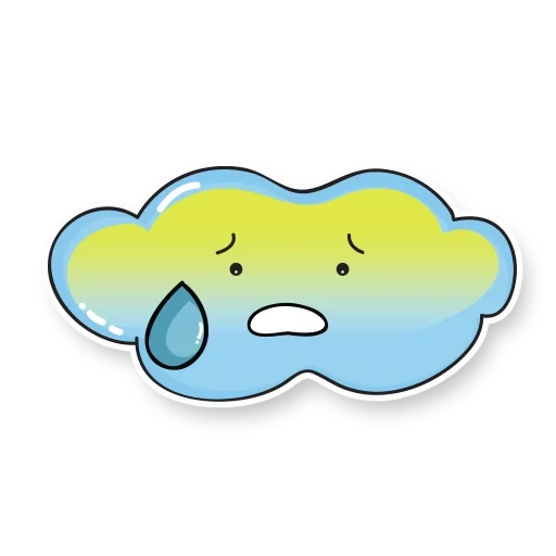 nube, linda nube, nube de kawaii, una nube triste, nube de dibujos animados lindo