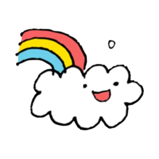 радуга няшная, облачко радугой, облако плюющееся радугой, облачко радугой наклейки, кавайные облачка радугой