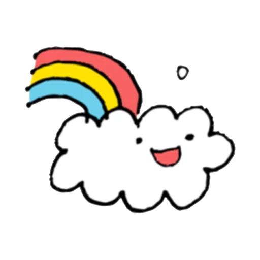 l'arc-en-ciel est mauvais, un nuage avec un arc-en-ciel, le nuage crachant avec un arc-en-ciel, le nuage avec des autocollants arc-en-ciel, nuages kawaii avec un arc-en-ciel