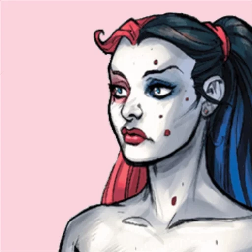 wanita muda, harley quinn, pasukan suicide, harley quinn baru 52, harley quinn dengan komik rambut hitam