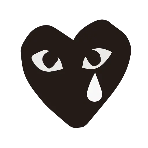 hitam, black heart, logo bentuk hati, cdg hati hitam, ikon comme des garcons