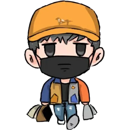 chibi, anime, garçons, people, badge du constructeur