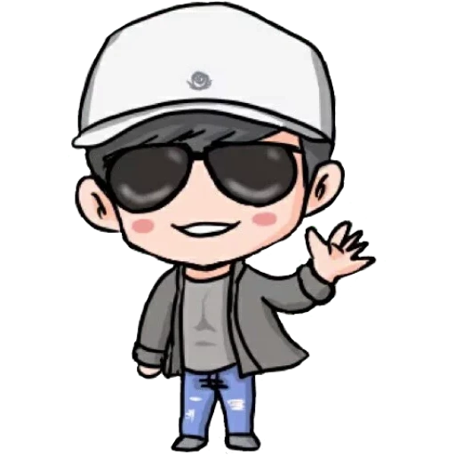 chibi, orang, karakter, mobile gamer, got7 red cliff jackson