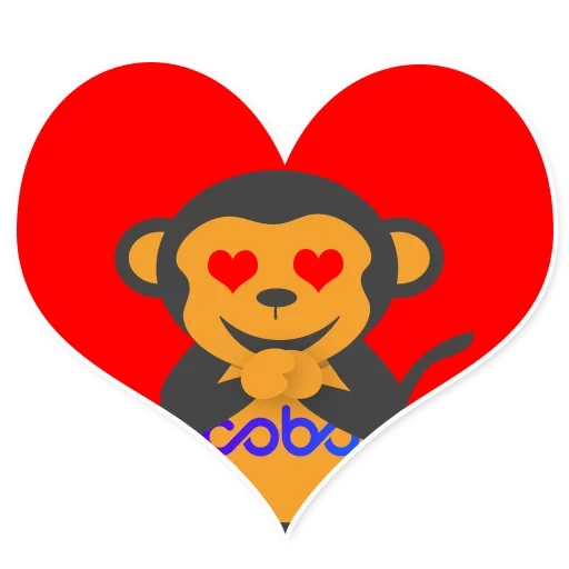 un juguete, el corazón del mono, logotipo de lion heart, el amor de los monos es corazón, logo monkey heart