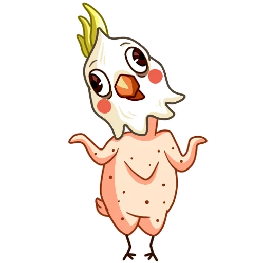 chicken, cockatoo, the chicken jumps, a joyful chicken, cartoon bald chicken