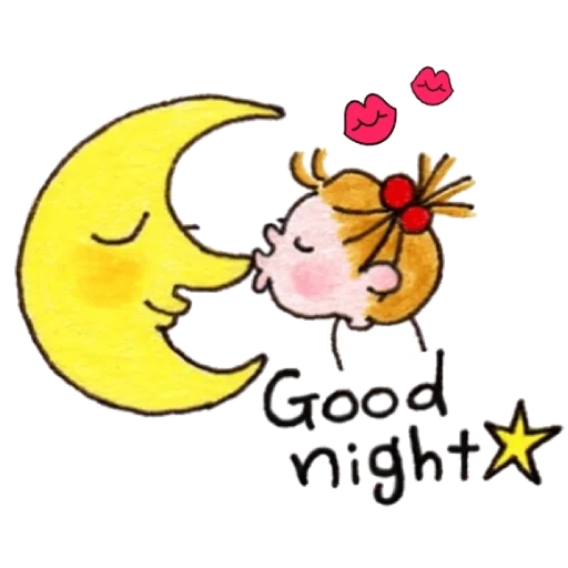 buona notte, la luna è una stella, dì buona notte bane, buona notte e sogni d'oro, buona notte iscrizioni al sonno