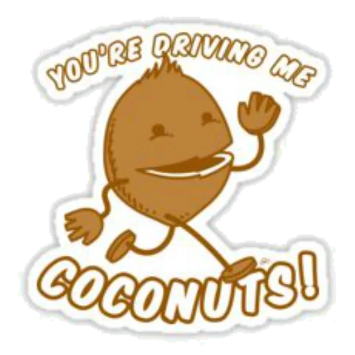 das essen, das logo, lustige kokosnüsse, die fröhlichen kartoffeln