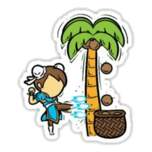 cartone animato di supporilia, palma con noci di cocco, palma da cocco, coconut da cartone animato, palma del pacciame