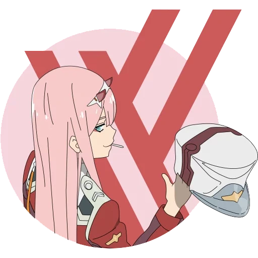 franxx, zero two x, franxx zero two, милый во франксе, наклейки darling in the franxx