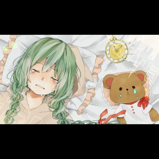 anime, nightcore, miku anime, impossible nightcore text, anime girl crying pillow