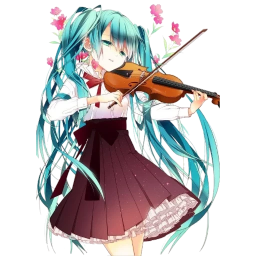 miku hatsune, hatsune miku, hatsuna mika violin, personajes de vocaloides miku, cantante de anime japonesa hatsuna miku