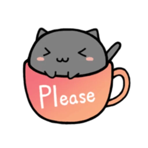 kucing, kawaii, mug kitty, kucing kawaii cangkir, mug kucing kawaii