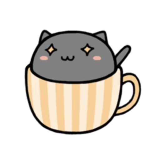 gambar kawaii, gambar kawaii, gambar kawaii yang lucu, kucing kawaii cangkir, mug kucing kawaii