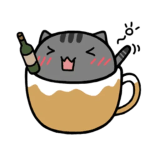 gatto a una tazza, mug kitty, gatti di tazze kawaii, tazza di gatti kawaii, cerchi di gatti kawaii