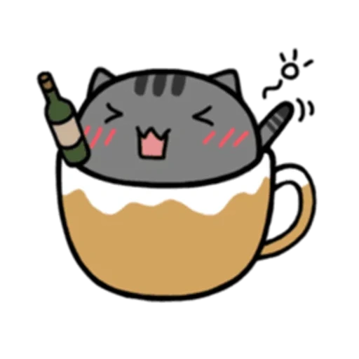 kucing ke cangkir, mug kitty, kucing kawaii cangkir, mug kucing kawaii, lingkaran kucing kawaii