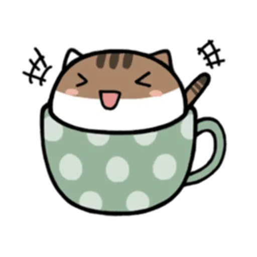 gambar kawaii, gambar kawaii yang lucu, kucing kawaii cangkir, mug kucing kawaii, lingkaran kucing kawaii