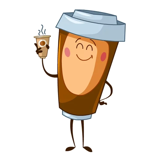 caffè, clipart del caffè, illustrazione del caffè, una tazza di caffè allegra