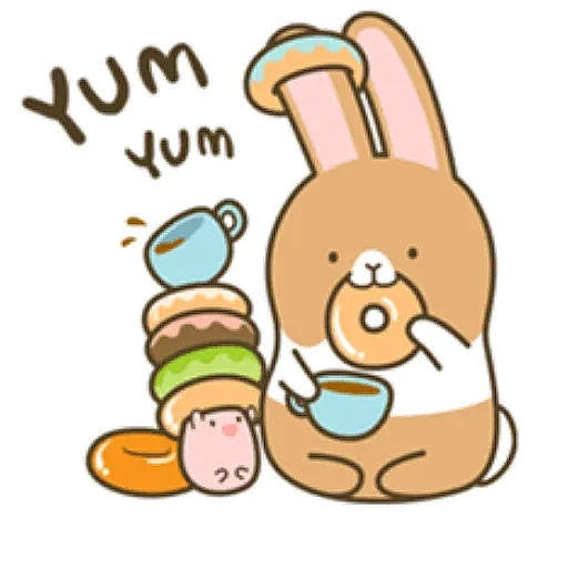 coniglio, rabbit 2d, caffè lepre, conigli carini cartone animato
