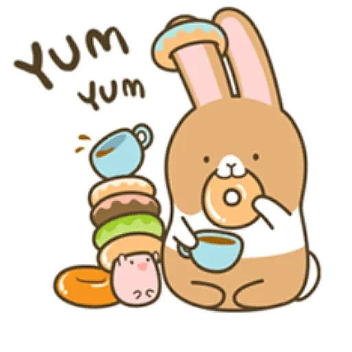 lapin, lapin 2d, café de lièvre, rabbits de dessins animés mignons