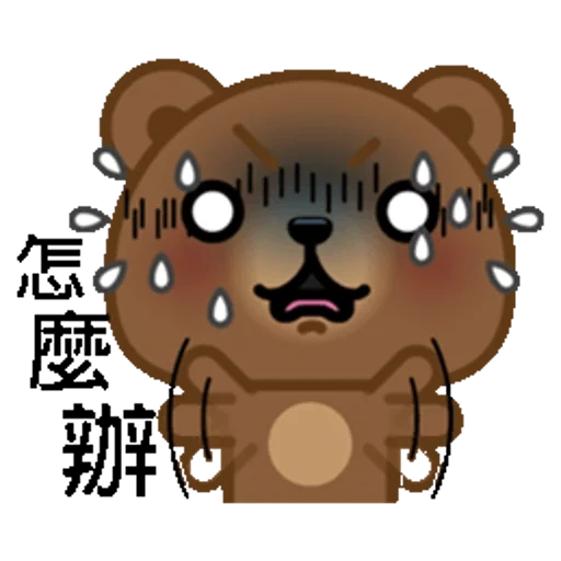 asiático, urso, urso, urso coreano, rosto de urso kawai