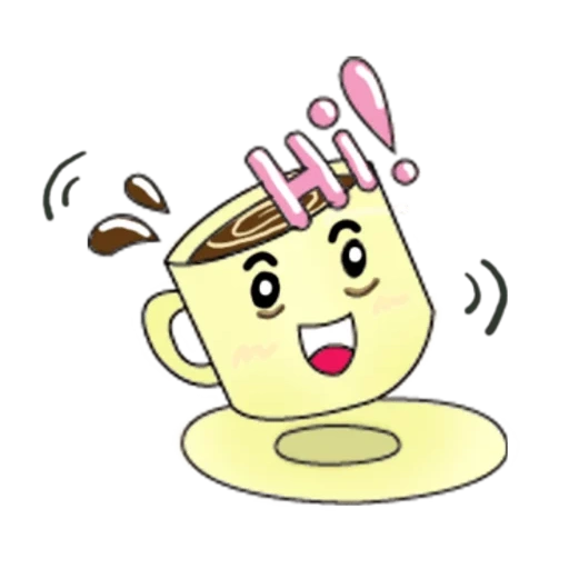 coffee chan, kopi lucu, secangkir teh, ilustrasi kopi, smiley dengan secangkir kopi