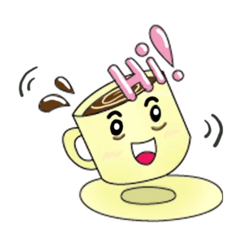 café chan, café mignon, une tasse de thé, illustration de café, smiley avec une tasse de café